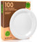Baciato Caffè 100 Piatti in Bioplastica 100% Ecologici - Diametro 21cm - Rigidi e Ultra Resistenti in PLA con Superficie Liscia - Compostabili e Biodegradabili - Per Barbecue, Feste e Picnic – Bianco