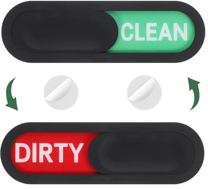 sourcing map Dishwasher Magnet Clean Dirty Sign Oval Magnetic Dishwasher Indicator Red/Green Non-Scratch Sign with Stickers for Dishwasher Kitchen Hotel, Black