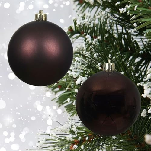 24 brown christmas baubles - black truffle baubles christmas decorations - christmas tree hanging ornament - 60mm 6cm baubles - matte shiny set.