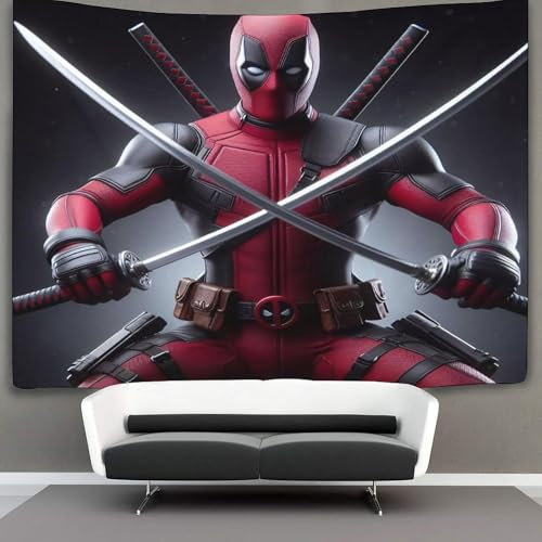 EVMILA 3D Totes Schwimmbad Deadpool Wandteppich Heimdekoration Bettwäsche Poster Wandkunst Tapisserie Wandbehang Polyester Für Kinderzimmer Wohnzimmer Schlafsaal Vorhang 130cmx150cm