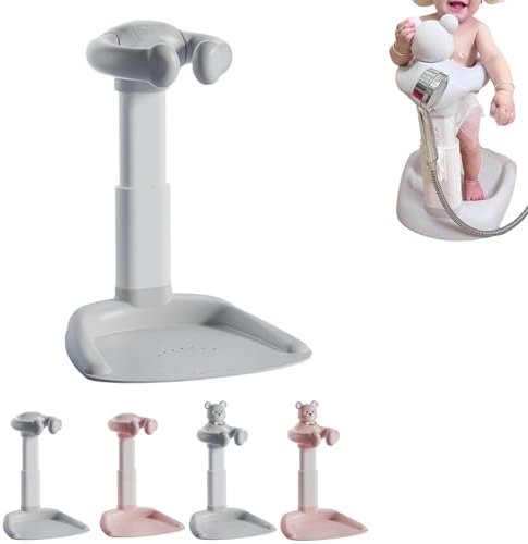 Soporte ajustable para ducha de bebé con base antideslizante, soporte de baño de oso abrazable, soporte portátil para ducha de bebé, soporte de pie para ducha de baño con torre de abrazo de flujo de a