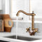 360°Rotatif en Cuivre Antique,Robinet Cuisine Laiton Rétro à Double Poignée,Mitigeur d'évier à deux Poignées nostalgie,Brossé Lavabo Doux Robinet Vintage Pour Eau Chaude et Froide