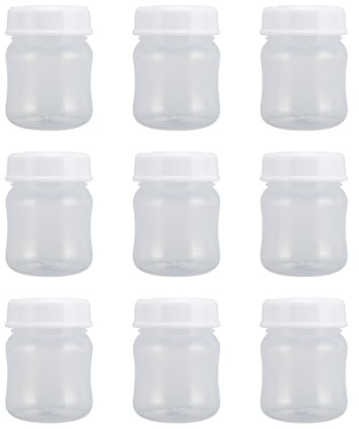 HUSHUI Bouteille de Collecte de Lait Maternel 9 Pièces, Bouteille de Stockage de Lait Maternel à Col Large, Récipient de Stockage Réutilisable avec Couvercle Anti-Fuite pour Le