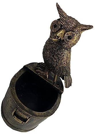 POPETPOP Statue d'animaux Fonctionnalité Pulvérisateur Solaire Hibou Ornements Grenouille Fontaine Cendrier pour Terrasse Extérieure Statues De Jardin en Plein Air Piscine Nains Résine