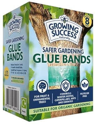 Growing Success Glue Bands – Sticky Barrier to Prevent Female Moths, Ants & Crawling Pests, Eco-Friendly, Safe for Beneficial Insects, Ideal for Fruit Trees & Plants Protection