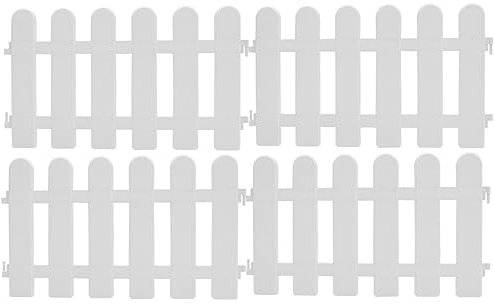 CAXUSD 4 Stück Der Zaun Streikposten Gartenumrandung Gartenzaun Gartendekoration Im Freien Gitter Terrassenzaun Rasen Kanten Barriere Hinterhofzaun Dekorationen Hecke Zäune Plastik Weiß