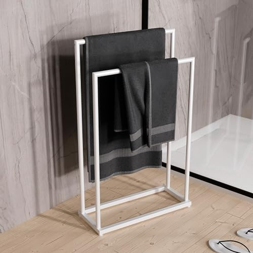 BERNSTEIN Handtuchhalter, stehend, zum Aufstellen, Weiß, matt, Handtuchhalter, Edelstahl, 82 x 50 x 21 cm, rund, Serie OLA