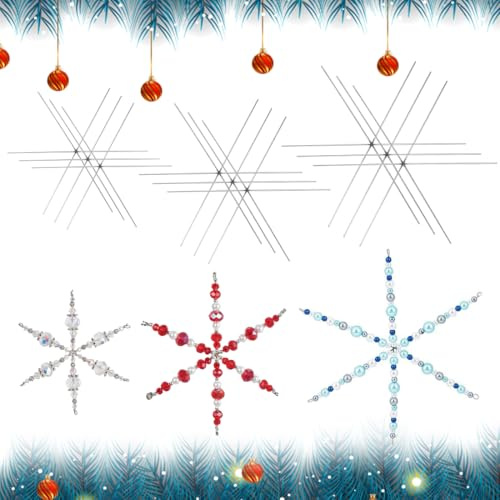 WEFHEF 24 Stück Drahtsterne für Perlensterne, 9.5/11.5/15cm Schneeflocken-Metalldraht Weihnachten Schneeflocken Drahtsterne Rohlinge Bastelset für Weihnachtsdeko Schneeflocken Anhänger DIY Handwerk