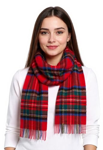 Hamilton Kilts Schal aus 100% Lammwolle, schottischer Clan-Tartan-Schal, luxuriöser, weicher Winter-Stola mit Quasten