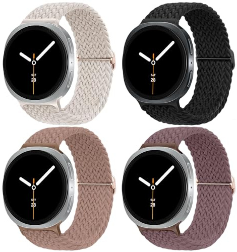 Chinbersky Nylon Geflochtene Armbänd Kompatibel mit Galaxy Watch 8 Armband 40mm 44mm/Watch 8 Classic 46mm Damen Herren, Elastisch Stoff Armbänd für Samsung Galaxy Watch8 Classic Armband 46mm/8 44 40mm