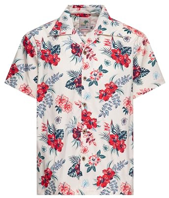 King Kerosin Herren Hemd Alloverprint Printhemd Hawaiian Shirt Kurzarm Hawaiihemd Kurzarm-Hemd Tropical