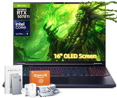 Acer Predator Helios Neo 16S AI Gaming Laptop, Intel Core Ultra 9 275HX Fino a 13 NPU Tops, RTX 5070Ti, 32 GB DDR5, 1 TB SSD, 16 240Hz OLED, Win11 Pro, W/RECOLX AI Voice Recorder, REDRAGON Accessori