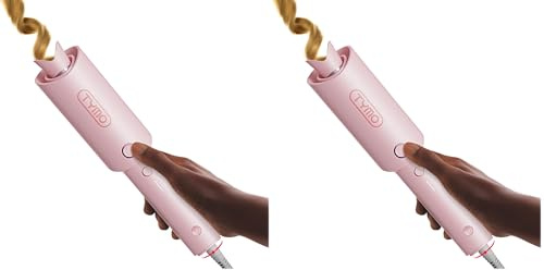 TYMO CURLPRO Automatic Rotating Curling Iron - Beach Waves Curling Wand, Portable Hair Curler, 500 Million Ionic, Dual Voltage & Lightweight for Travel, Ceramic Coating, Pink 1 inch (Pack of 2)