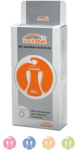 SockStar - Le Clip Parfait pour Laver et Organiser Les Chaussettes! Paquet Famille de 20 Clips, 4 Couleurs Pastel.