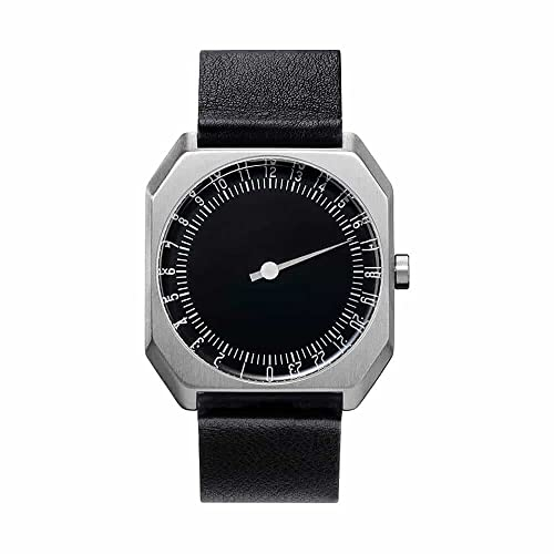 slow Jo 06 - Black Leather, Silver Case, Black Dial Analog Leder Schwarz slow Jo 06