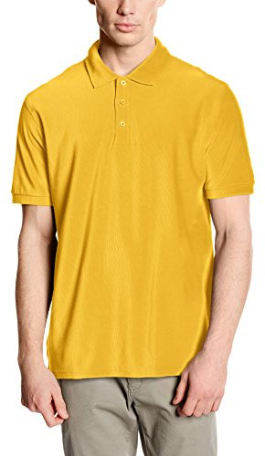 Fruit of the Loom Men's Premium Short Sleeve Polo Shirt, Sunflower, Large