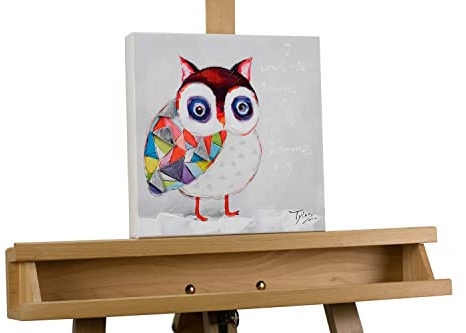 KunstLoft® Kunstdruck 'Auf dem Weg in die Eulenschule' 25x25cm handbemalt Wandbild