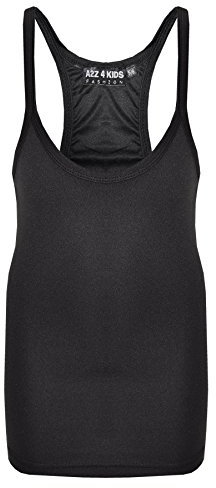 Kids Girls Childrens Vest Top - Racer Vest Black 9-10