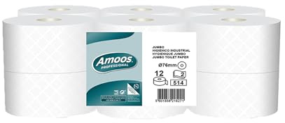 Amoos Rollos Jumbo de 2 Capas - Paquete de 12 x 487.75 gr - Total: 5853 gr