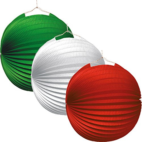 CARPETA 3 Lampions * Italien * als Deko für Mottoparty oder Länder-Party // Laternen grün Weiss rot Italy Dekoration