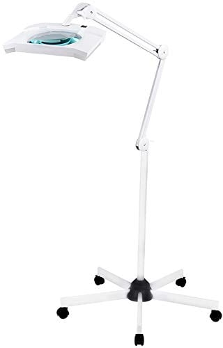 SEMPLIX LED Lupen-Stehlampe 3D weiß (Linse 189 x 157 mm/dimmbar/Standfuß mit Rollen)