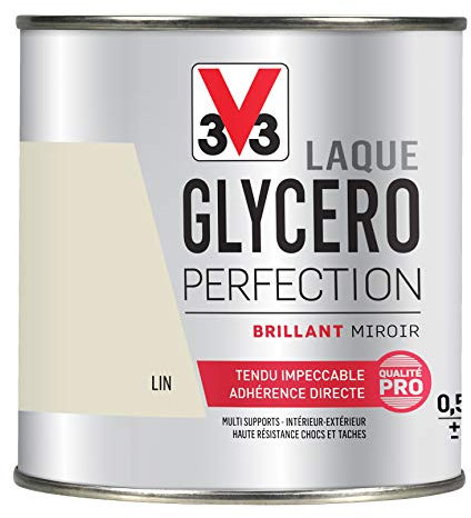 V33 Peinture multi-supports monocouche Laque Glycéro brillant, Lin 0,5L