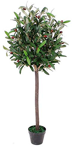 Leaf Arbre à Fruits Artificiel en Plastique Noir avec Motif Feuille D'olivier 90 cm