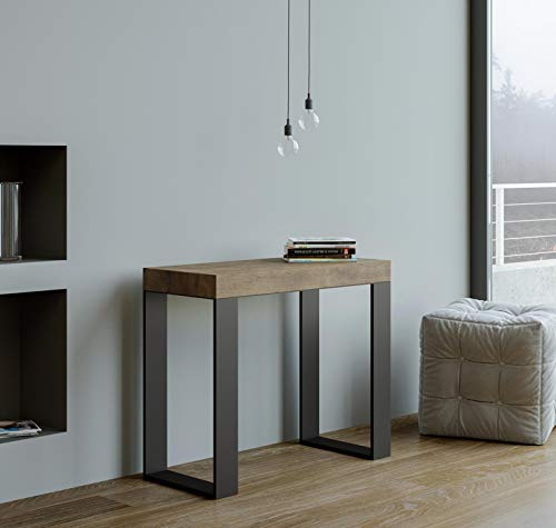 Itamoby ausziehbarer Konsolentisch Tecno Small Nussbaum & Anthrazit B. 90 x H. 77 x T. 40 (bis zu 196 cm ausziehbar)