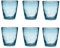 Livellara Bicchieri Acqua Vetro Soffiato, Set da 6, Bicchieri in Vetro Colorati, Moderni, Particolari, Capacità 450 ml, Resistenti al Calore, per Acqua, Cocktail, Succhi di frutta. Colore: Avio