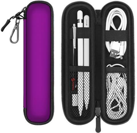 Fintie Stifthalter für Apple Pencil Pro, Apple Pencil (USB-C / 1. / 2. Generation), weiches Neopren, mit Reißverschluss, Tragetasche für Samsung Stylus, Surface Pen, Lila