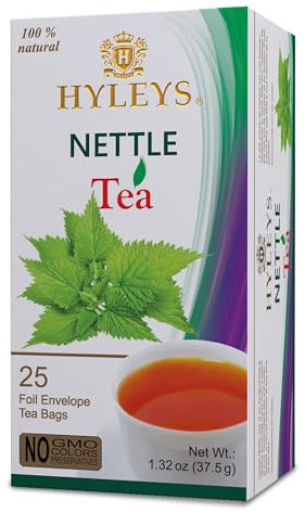 Hyleys Natural Wellness Nettle Leaves with Black Tea - Pure Ceylon Tea Blend - 100% Natural, Sugar-Free, Gluten Free, GMO Free - 25 Tea Bags