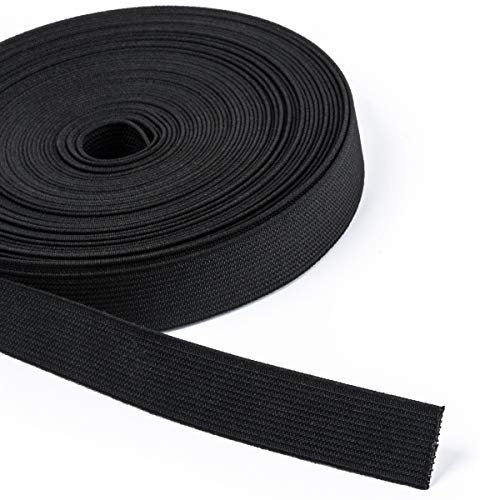 5 Meter Hochwertiges Elastikband, Hosenband, Gummiband, Flachgummi, elastisches Band - schwarz - 20mm