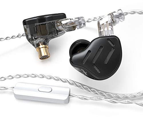 KZ Zax monitores in-ear, 16 unidades híbridos en los oídos, auriculares estéreo HiFi con aislamiento de ruido Sport IEM con cable con cable desmontable para músico audiófilo (con micrófono, negro)