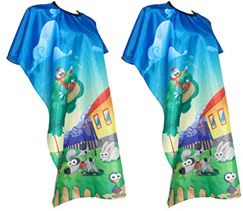 2 Stück Kinder Friseur Umhang Friseur Salon Haarstyling Tuch Schürze Wasserdichte Abdeckung Kleid Kleinkind Kinder Jungen Jungen Mädchen Tiermuster Styling Shampoo Salon