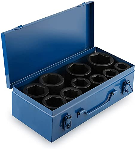 Hex Socket Impact Sockets, Heavy Duty Socket Set, 10 Pcs Impact Sockets 36mm, 38mm, 41mm, 46mm, 50mm, 22mm, 24mm, 27mm, 30mm, 32mm