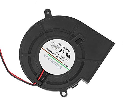 Haofy Ventilateur radial de ventilateur sans brosse de 12 V CC, ventilateur centrifuge de Turbo de ventilateur de refroidissement à double roulement à billes avec 2 broches, 97 * 94 * 33mm