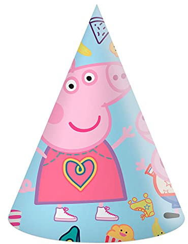 Procos - Partyhüte Peppa Wutz Messy Play aus Papier, 6 Stück, mehrfarbig, PR91996