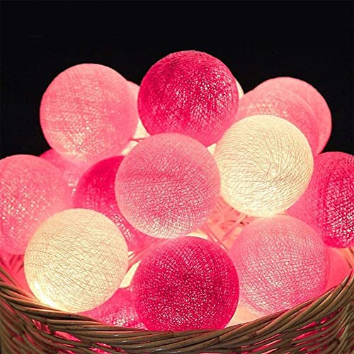 NIWWIN 3M 20 LED leuchtende Wattebällchen Lichterketten Party Weihnachten Schlafzimmer Vorhang Lichter Geburtstag Halloween Hochzeit Beleuchtung Babyzimmer Romantisches Dekor Geschenk (Rosa)