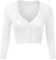 Irevial Damen Bolero Festlich Kurze Strickjacke Elegant Jacke Langarm Cardigan mit Knöpfe Bolerojacke zum Kleid Top für Herbst Frühling Weiß S