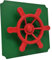 move and stic Platte 40x40 mit Spielfunktion Multifunktionsplatte Spielplatte mit Piratenlenkrad für Spielturm (Platte 40x40cm grün mit Piratenlenkrad rot)