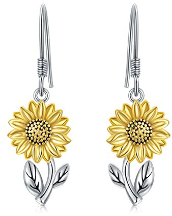 PROESS Sonnenblumen Ohrringe für Damen 925 Sterling Silber Du Bist Mein Sonnenschein Sonnenblumen Baumeln Ohrringe Schmuck Geschenke für Frauen Mädchen Teenager