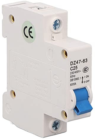 Disjoncteur 1P 25A MCB Mini Disjoncteur 6000A Capacité de Rupture 230V 400V Disjoncteur Miniature Montage sur Rail DIN