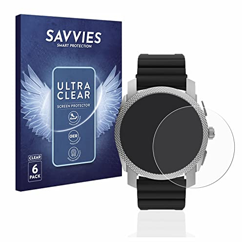 Savvies 6 Stück Schutzfolie für Fossil Gen 6 Hybrid Machine (45mm) Displayschutz-Folie Ultra-Transparent