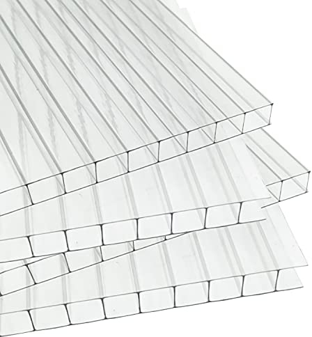 Ansobea Polycarbonat Hohlkammerstegplatten, 14 Stück Stegplatten Gewächshausplatten, 1210x605x4mm, Doppelstegplatten, Ersatzplatten ca. 10,25 m²