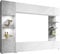 Wohnwand Lazando, Anbauwand, Mediawand, Schrankwand bestehend aus Hängeschrank, Vitrine, TV-Lowboard und Wandregal (Weiß/Beton, mit weißer LED Beleuchtung)