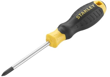 Stanley Cushion Grip™ Screwdriver Phillips Tip PH1 x 75mm, Made from high-Strength, Chrome Vanadium Steel with Strong Magnetic Black Oxide tip