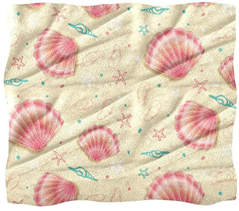 Coperta in pile carino estate rosa mare conchiglie per divano, divano o letto, accoglienti coperte morbide