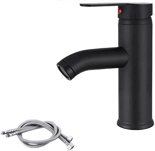 Schwarzer Wasserhahn Bad, Bad Armatur Waschbecken, Badarmatur Waschbecken,Badarmatur Waschtisch Armatur Warmes und Kaltes Wasser Liefern Waschtischbatterie für Badezimmer,Aufsatzwaschbecken,Waschtisch