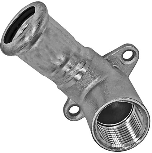 MegaHaustechnik Edelstahl V4A Press Fitting Wand Winkel mit 3/4 Zoll Innengewinde i-IG Muffen Anschluss zum Verpressen für Rohr Außendurchmesser 22mm M Kontur Trinkwasser Deckenwinkel VA INOX