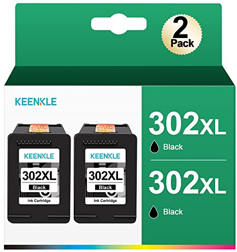 302 Druckerpatronen Multipack XL, Druckerpatronen 302 XL Ersatz für HP 302 Druckerpatronen für Envy 4525 4520 4527 4522 Officejet 3831 5230 3830 4650 DeskJet 3630 3636 3639 2130 1110(Schwarz, 2 Pack)